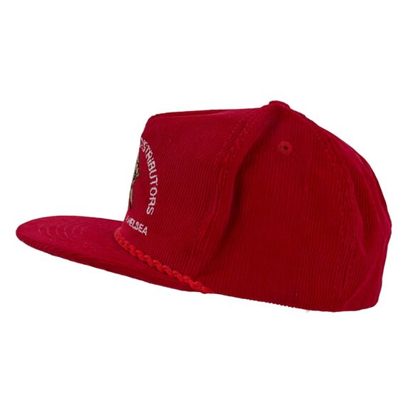 Vtg Six States Distributors Corduroy Snapback Trucker Hat Cap Headliner 80s Red - Picture 4 of 11